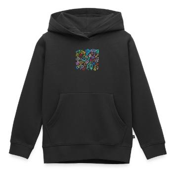 École Apprentissage Des timbales Début de l’école - Sweat Premium à capuche enfant bio - noir - Devant - AI Model Kid Male (0cm)