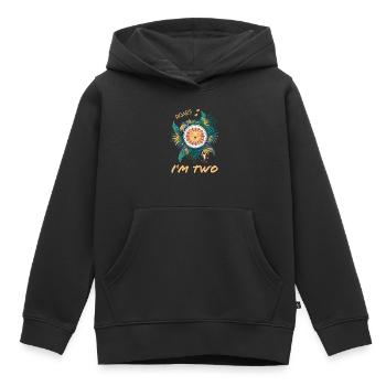 Chemise d’anniversaire pour enfants 2 ans Lion Jungle - Sweat Premium à capuche enfant bio - noir - Devant - AI Model Kid Male (0cm)
