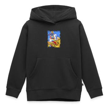 fresque orthodoxe - Sweat Premium à capuche enfant bio - noir - Devant - AI Model Kid Male (0cm)