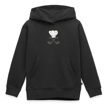 Toque de chef avec louches à soupe, cuisson - Sweat Premium à capuche enfant bio - noir - Devant - AI Model Kid Male (0cm)
