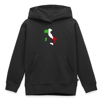 Italien - Kinder Premium Organic Hoodie - Schwarz - Vorne - AI Model Kid Male (0cm)