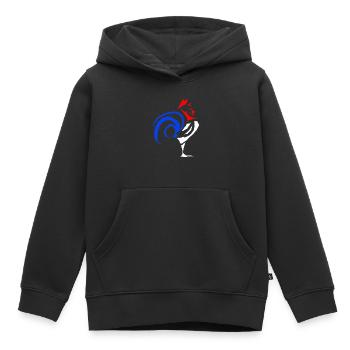 coq français - Sweat Premium à capuche enfant bio - noir - Devant - AI Model Kid Male (0cm)