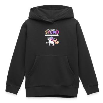 I ́m With Stupid - Unicorn - Kids Premium Organic Hoodie - black - Front - AI Model Kid Male (0cm)