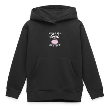 Idées cadeaux de curling | Curler Sports d’hiver Curling - Sweat Premium à capuche enfant bio - noir - Devant - AI Model Kid Male (0cm)