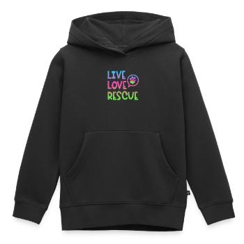 Recherche chien de sauvetage chien d’assistance patte - Sweat Premium à capuche enfant bio - noir - Devant - AI Model Kid Male (0cm)
