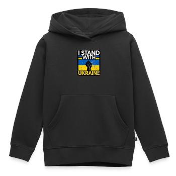 Ukraine - Kinder Premium Organic Hoodie - Schwarz - Vorne - AI Model Kid Male (0cm)