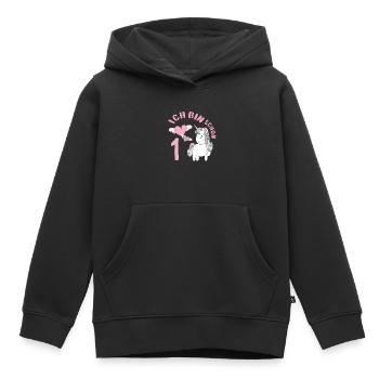 Ich bin 1 Jahre Mädchen Geburtstagsmotiv Einhorn - Kinder Premium Organic Hoodie - Schwarz - Vorne - AI Model Kid Male (0cm)