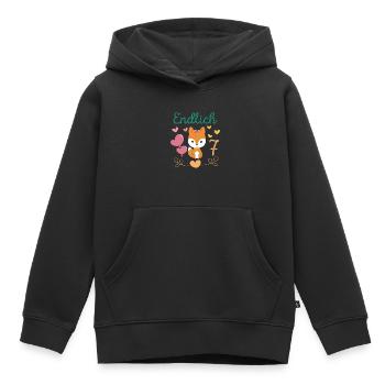 Fuchs Geburtstagshirt Endlich 7 Jahre Mädchen - Kinder Premium Organic Hoodie - Schwarz - Vorne - AI Model Kid Male (0cm)