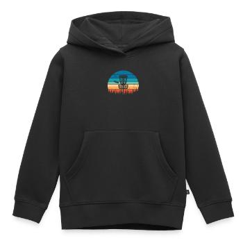 Vintage Disc Golf Retro Distressed Sunset - Sweat Premium à capuche enfant bio - noir - Devant - AI Model Kid Male (0cm)