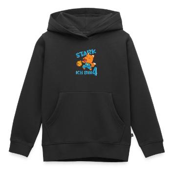 4. Geburtstag Stark Ich bin 4 Fuchs Basketballer - Kinder Premium Organic Hoodie - Schwarz - Vorne - AI Model Kid Male (0cm)