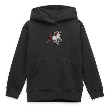 Chevaux islandais Chevaux Chevaux de galop Amour Islandais - Sweat Premium à capuche enfant bio - noir - Devant - AI Model Kid Male (0cm)