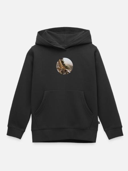 oude knoestige boom op de Pacific Crest Trail - Kinder Premium hoodie biologisch - zwart