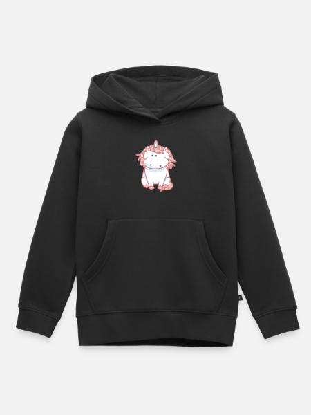 Licorne Rose (b) - Sweat Premium à capuche enfant bio - noir