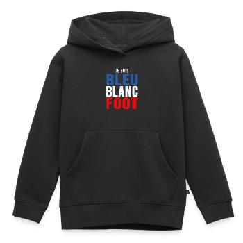 football je suis bleu blanc foot supporters - Sweat Premium à capuche enfant bio - noir - Devant - AI Model Kid Male (0cm)