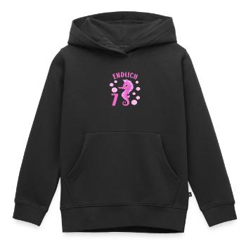 Seepferdchen Geburtstagshirt 7 Jahre Mädchen - Kinder Premium Organic Hoodie - Schwarz - Vorne - AI Model Kid Male (0cm)