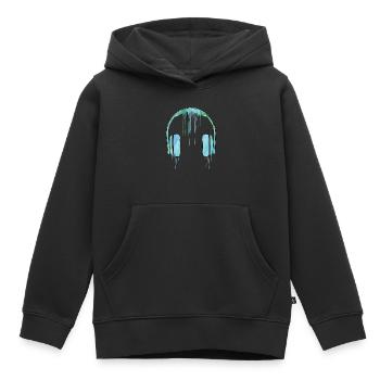 encre pour écouteurs - Sweat Premium à capuche enfant bio - noir - Devant - AI Model Kid Male (0cm)