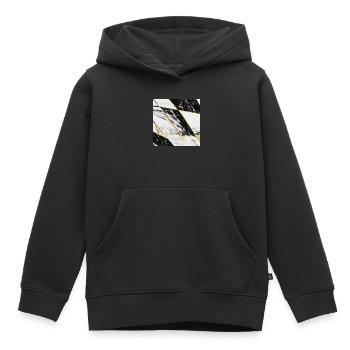 Marmor Schwarz Weiß Gold Mosaik Geometrisch - Kinder Premium Organic Hoodie - Schwarz - Vorne - AI Model Kid Male (0cm)