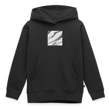 Structure en marbre en or blanc - Sweat Premium à capuche enfant bio - noir - Devant - AI Model Kid Male (0cm)