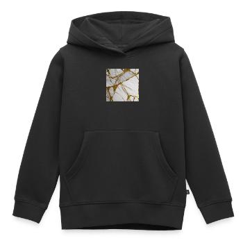Texture de pierre de marbre marbré blanc-or - Sweat Premium à capuche enfant bio - noir - Devant - AI Model Kid Male (0cm)