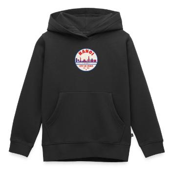 Hanoi City of Peace Badge Stadtlandschaft - Kinder Premium Organic Hoodie - Schwarz - Vorne - AI Model Kid Male (0cm)
