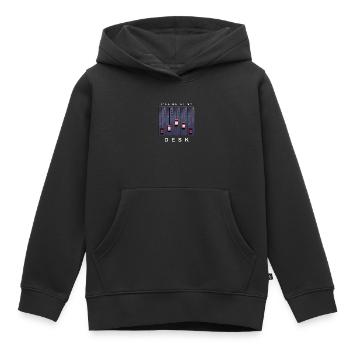 Ich bin an meinem Schreibtisch Mischpult Design - Kinder Premium Organic Hoodie - Schwarz - Vorne - AI Model Kid Male (0cm)