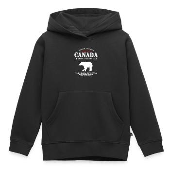 Canada - Ours - Ours brun - Grizzly - Sweat Premium à capuche enfant bio - noir - Devant - AI Model Kid Male (0cm)