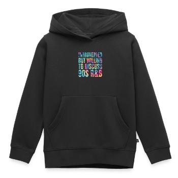 introvertiert, aber bereit, über 90s R&B Tie Dye zu diskutieren - Kinder Premium Organic Hoodie - Schwarz - Vorne - AI Model Kid Male (0cm)