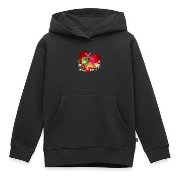 Petit-déjeuner pour deux avec croissant, café et baies - Sweat Premium à capuche enfant bio - noir - Devant - AI Model Kid Male (0cm)