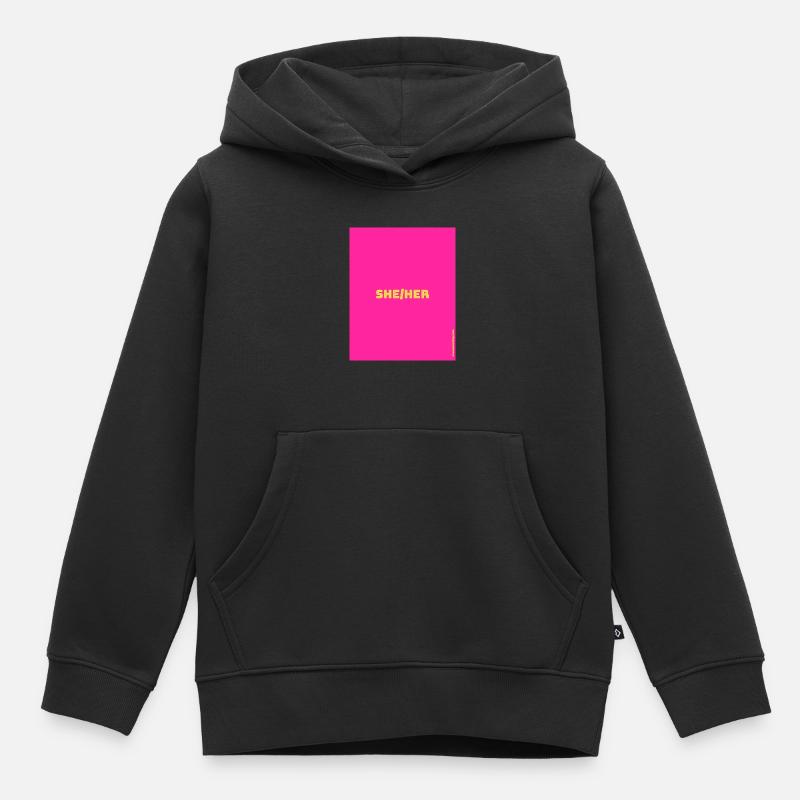 She / Her - Kinder Premium Organic Hoodie - Schwarz