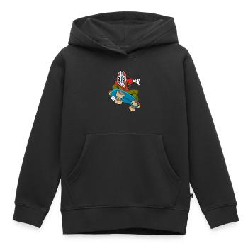 Strange fox on skateboarding - Kids Premium Organic Hoodie - black - Front - AI Model Kid Male (0cm)