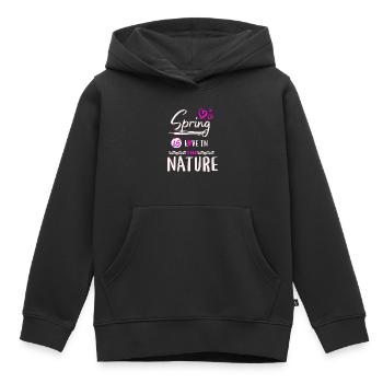 Le printemps, c’est l’amour dans la nature - Sweat Premium à capuche enfant bio - noir - Devant - AI Model Kid Male (0cm)