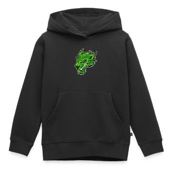 Tête de loup Tatouage Tête de loup Graffiti Vert - Sweat Premium à capuche enfant bio - noir - Devant - AI Model Kid Male (0cm)
