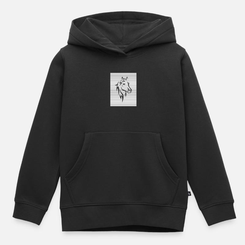 CHEVAL - Sweat Premium à capuche enfant bio - noir