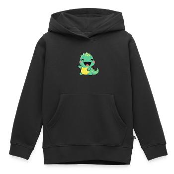Niedlicher Cartoon-Dinosaurier für Dino-Fans - Kinder Premium Organic Hoodie - Schwarz - Vorne - AI Model Kid Male (0cm)