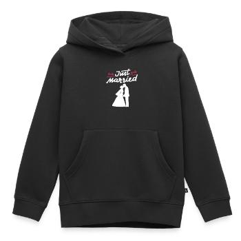 Cadeau de mariage de couple de mariage juste marié - Sweat Premium à capuche enfant bio - noir - Devant - AI Model Kid Male (0cm)