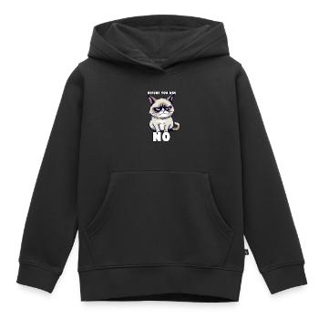 Grump Cat - Avant que vous ne demandiez non - Dicton cynique - Sweat Premium à capuche enfant bio - noir - Devant - AI Model Kid Male (0cm)