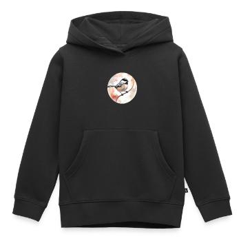 Mésange - Sweat Premium à capuche enfant bio - noir - Devant - AI Model Kid Male (0cm)