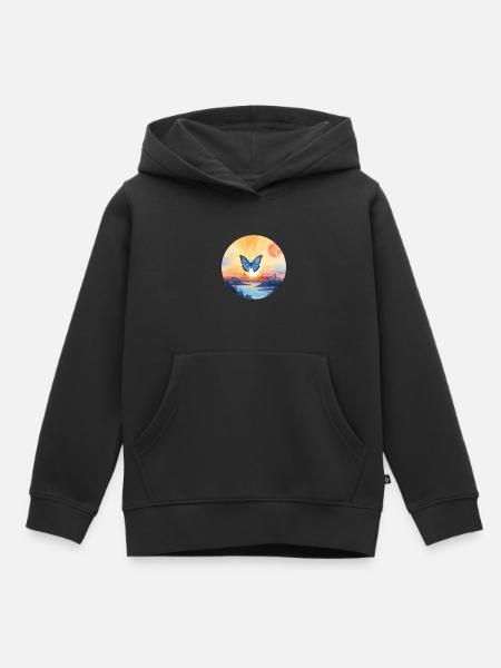 Morpho Papillon Bleu - Sweat Premium à capuche enfant bio - noir