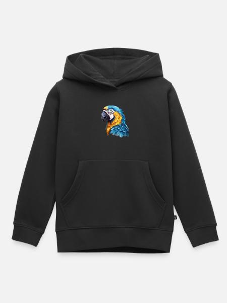 Blau-Gold Ara - Kinder Premium Organic Hoodie - Schwarz