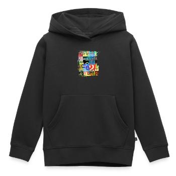 Extraits de journaux Albums Magazines Code alphabet - Sweat Premium à capuche enfant bio - noir - Devant - AI Model Kid Male (0cm)