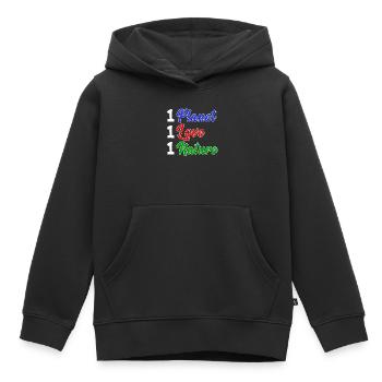 Planète Terre Mère Nature Déclaration Conservation - Sweat Premium à capuche enfant bio - noir - Devant - AI Model Kid Male (0cm)