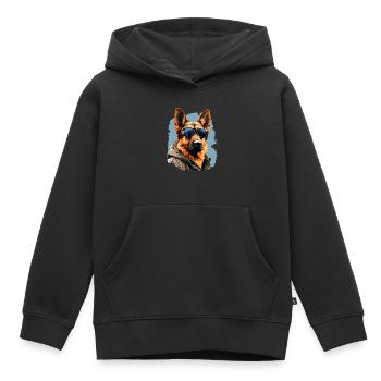 Urban Guardian: Sheepdog street vibes - Sweat Premium à capuche enfant bio - noir - Devant - AI Model Kid Male (0cm)