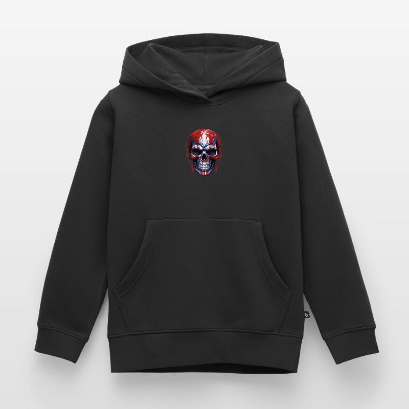 Graphique de crâne de drapeaux Sweat Premium à capuche enfant bio