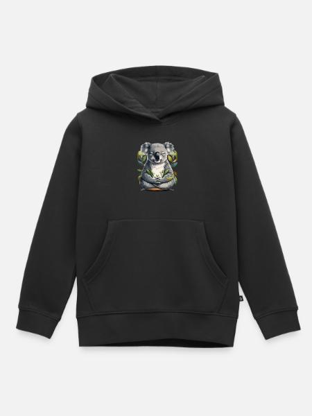Koala Meditation - Kinder Premium Organic Hoodie - Schwarz