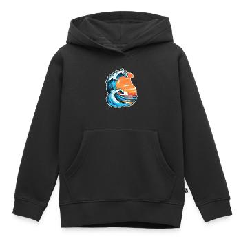 vague - été - vacances - Sweat Premium à capuche enfant bio - noir - Devant - AI Model Kid Male (0cm)