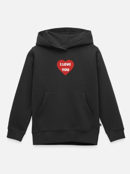 I love you - Kids Premium Organic Hoodie - black
