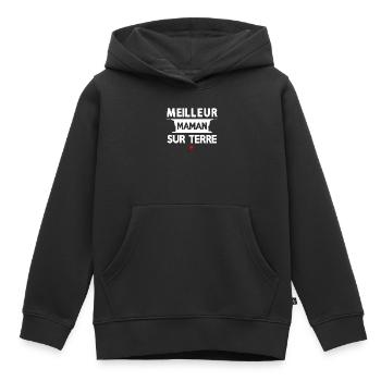 Citation Maternelle Sur Terre - Sweat Premium à capuche enfant bio - noir - Devant - AI Model Kid Male (0cm)
