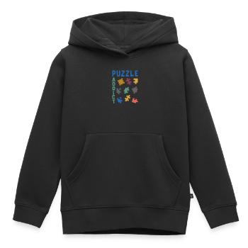Süchtig nach Puzzles - Kinder Premium Organic Hoodie - Schwarz - Vorne - AI Model Kid Male (0cm)