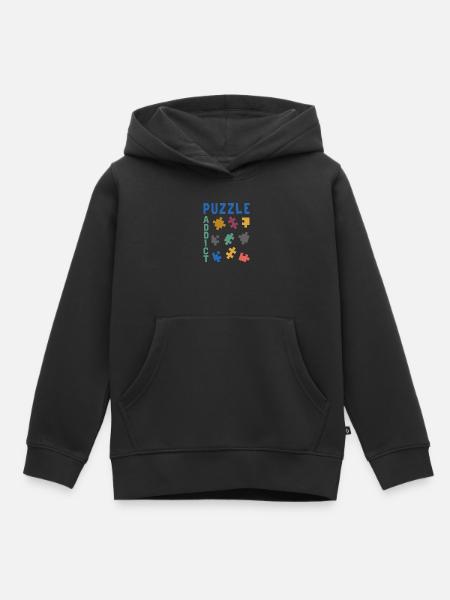 Süchtig nach Puzzles - Kinder Premium Organic Hoodie - Schwarz