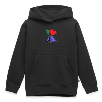 Déclaration de camping Randonneur Coeur Wanderlust Tentes - Sweat Premium à capuche enfant bio - noir - Devant - AI Model Kid Male (0cm)